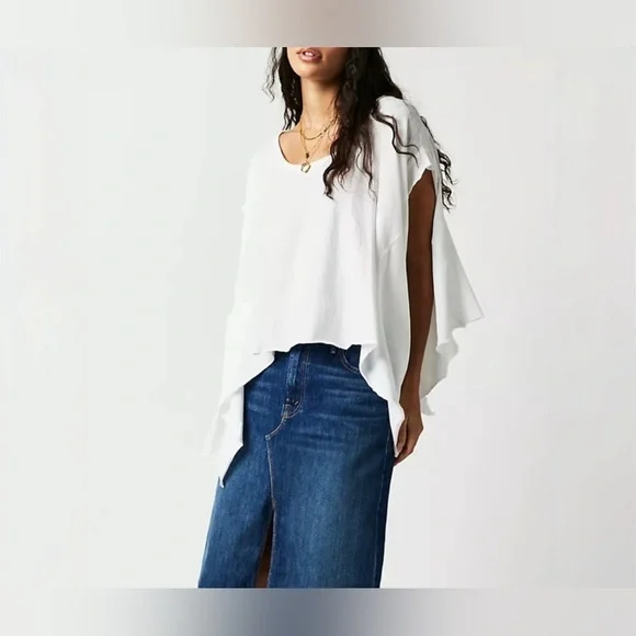 Free People White Short Sleeve Top - Picture 2 of 8